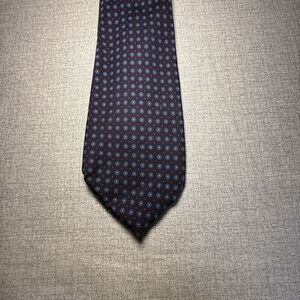 Lauren Ralph Lauren Blue Red Polk Dot 100% Silk Neck Tie